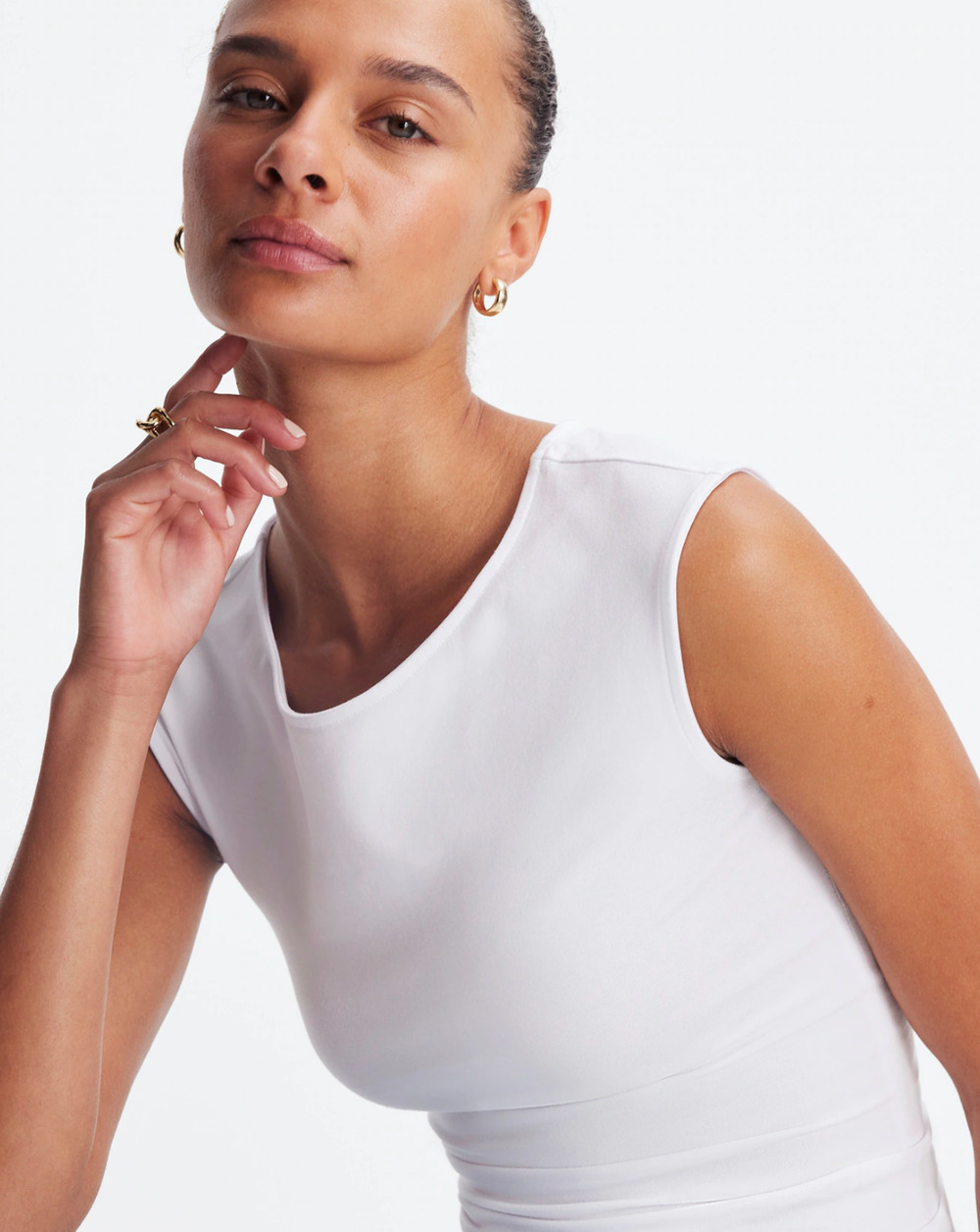 Madewell Scoopneck Cap Sleeve Tee Top Cotton Stretch Jersey White Basics XL NWT